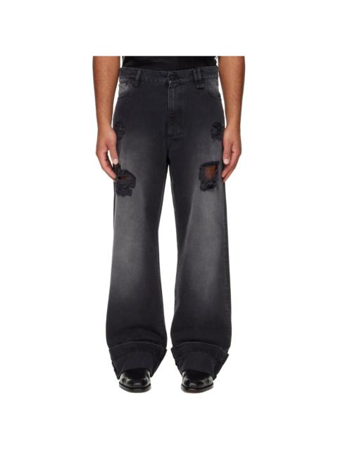 Black Embellished Straight Leg Jeans