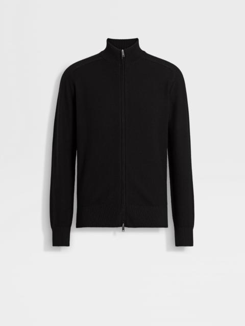 BLACK CASHSETA FULL ZIP CARDIGAN