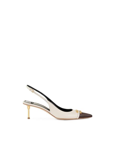 contrasting logo-detail slingback pumps