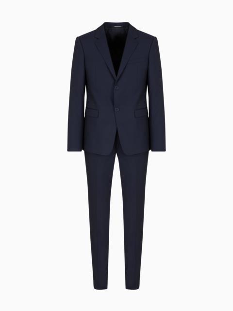 SLIM-FIT SINGLE-BREASTED SUIT IN MONOCHROMATIC MICRO-JACQUARD LIGHT WOOL