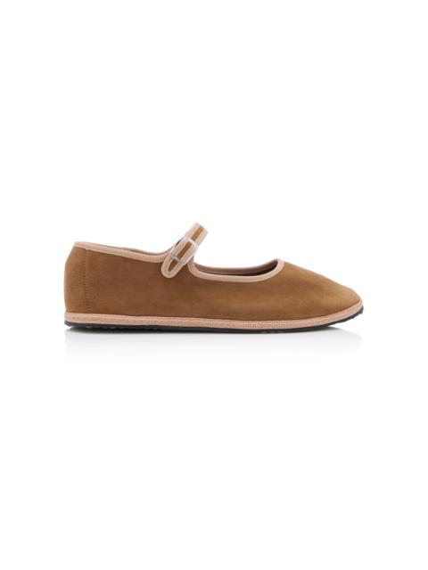 Suede Mary Jane Flats tan