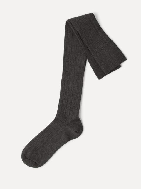 Stretch cashmere rib knit socks