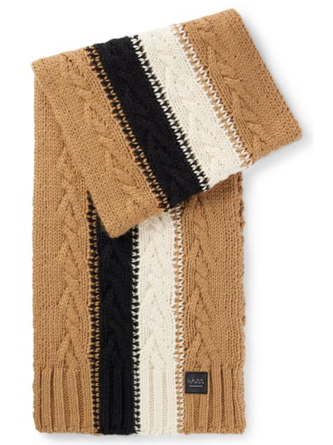 EQUESTRIAN CABLE-KNIT SCARF WITH SIGNATURE STRIPE
