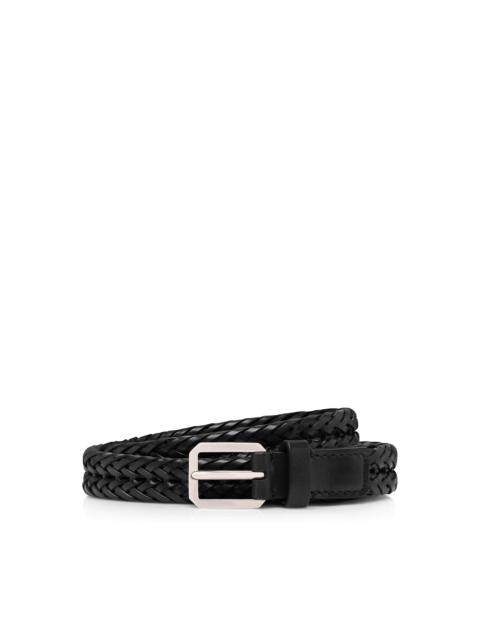 WOVEN LEATHER BEVELED BUCKLE BELT
