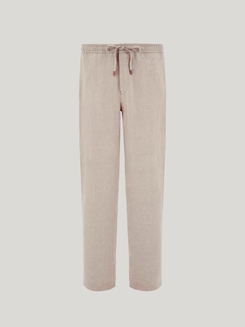 NATURAL REGULAR FIT PURE LINEN DRAWSTRING PANTS