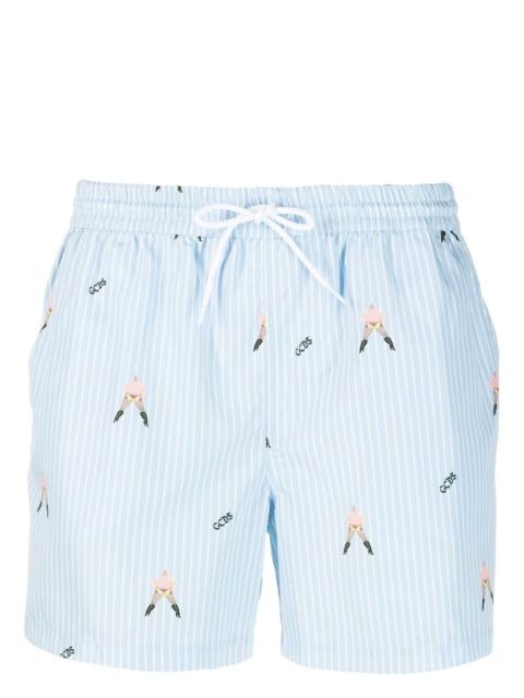 cartoon-print pinstripe shorts