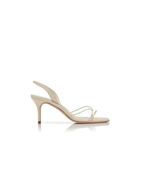 Cream Nappa Leather Slingback Sandals