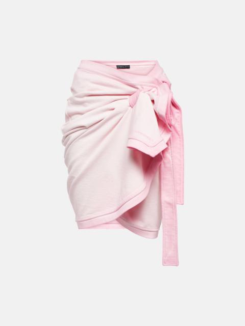 Embroidered cotton terry miniskirt