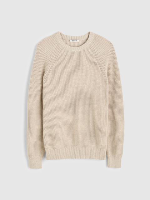 Cotton Shaker-Stitch Crewneck Sweater