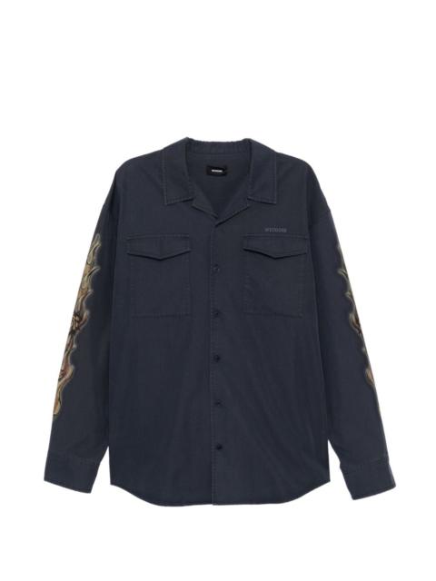 sleeve graphic pocket shirt