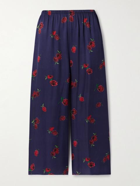 Mindy printed twill wide-leg pants Navy