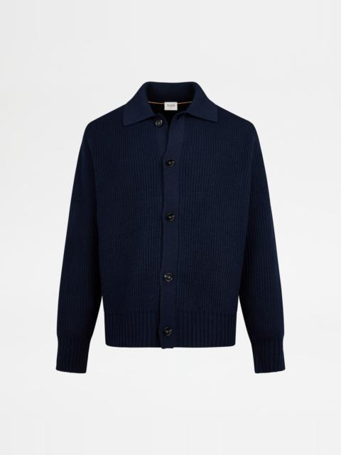 CASHMERE BLEND CARDIGAN - BLUE