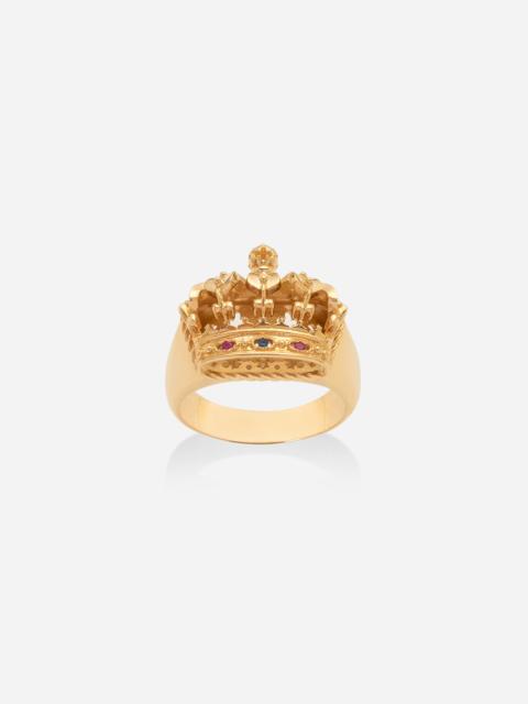 Royal Ring 18-carat yellow gold, rubies, and sapphire