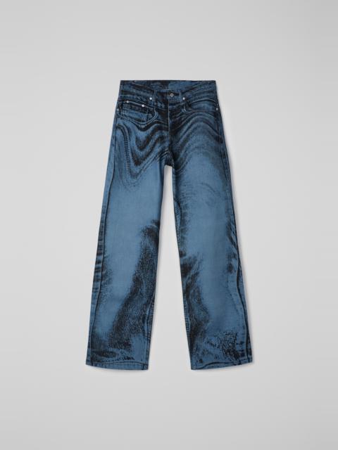 Dark Blue-Black Distorted Print Denim Jeans