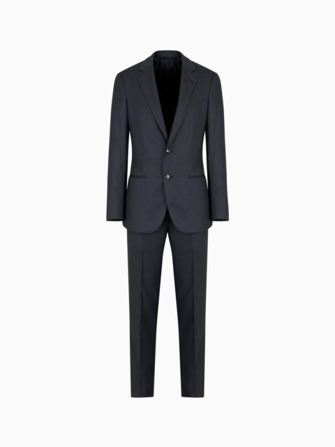 Manhattan Line virgin-wool single-breasted suit with a micro-check motif