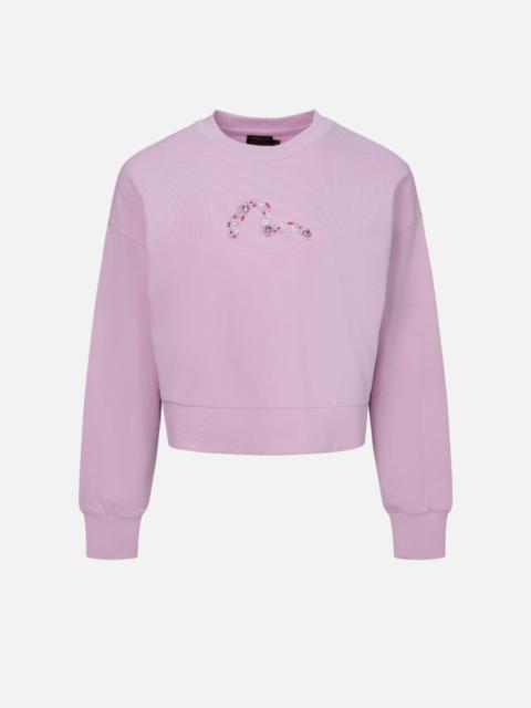 RHINESTONE SEAGULL CROPPED SWEATSHIRT