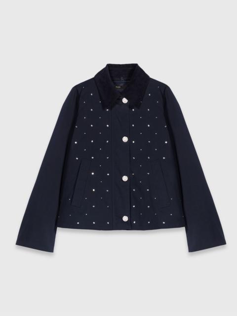 Cropped velvet collar jacket
