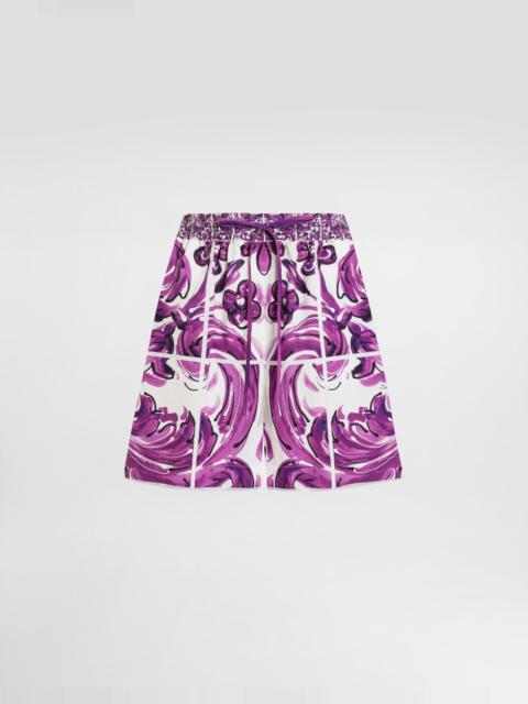 Majolica-print poplin shorts
