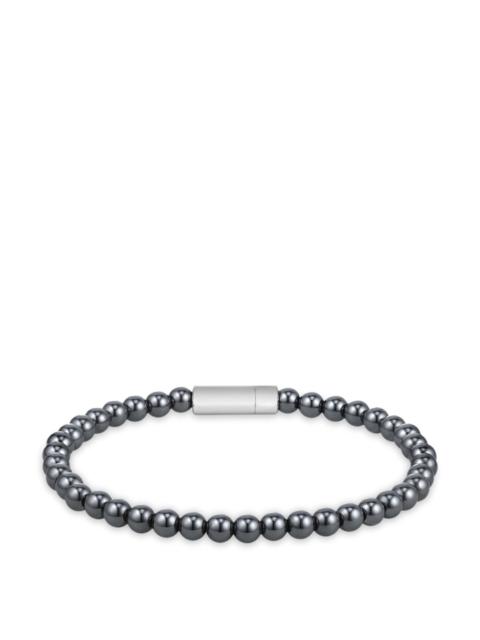 LOGO-CLOSURE CUFF WITH HEMATITE BEADS