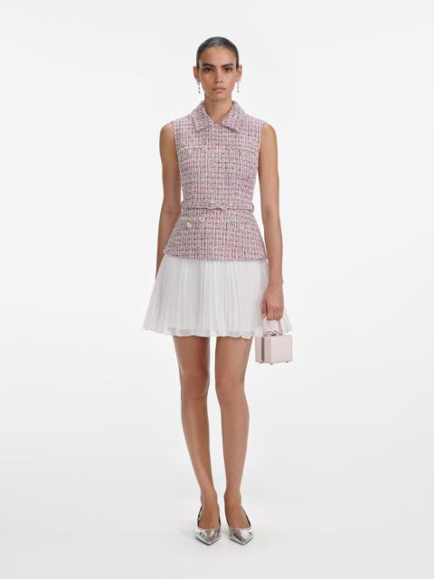 Pink Boucle Chiffon Mini Dress