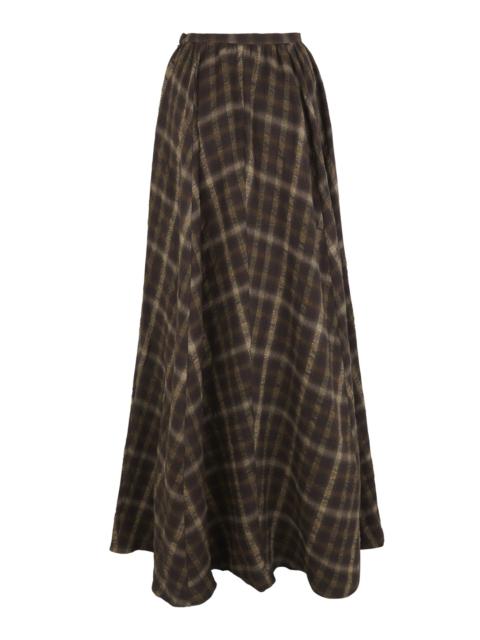 Wool-Linen Checkered Salon Skirt print