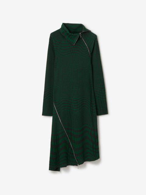 Warped Houndstooth Wool Blend Dress