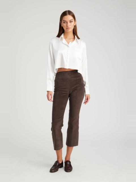 DARK CHOCOLATE CORDUROY CROP FLARE PANTS