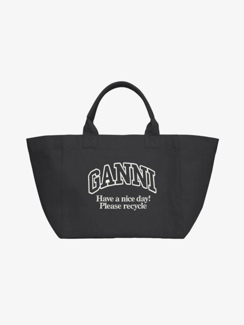 BLACK OVERSIZED CANVAS TOTE BAG