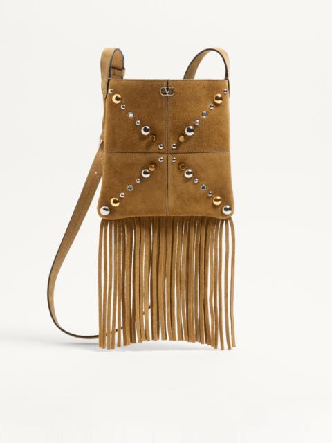 VALENTINO GARAVANI NELLCÔTE SMALL SHOULDER BAG IN SUEDE WITH FRINGES