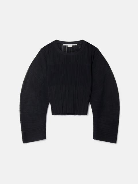 Banana Sleeve Plisse Pleat Knit Top