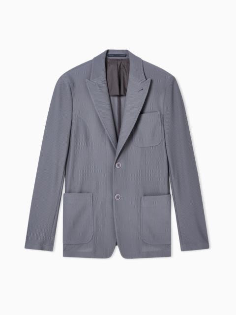 SINGLE-BREASTED JACKET IN TECHNICAL WAFFLE FABRIC