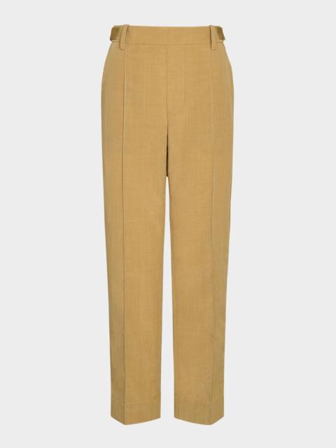 Mid-Rise Pull-On Straight Crop Pants