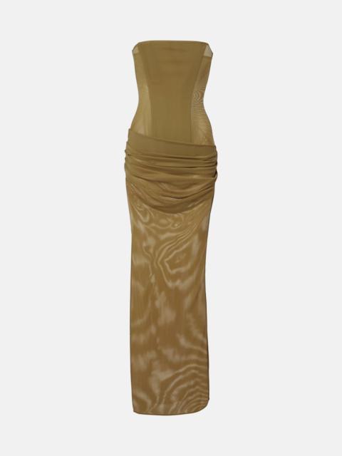 Sheer strapless corset dress