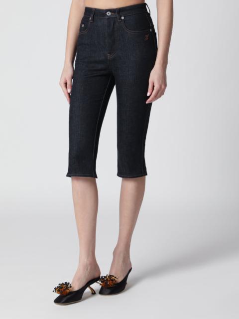 Capri high-waisted jeans in navy blue denim