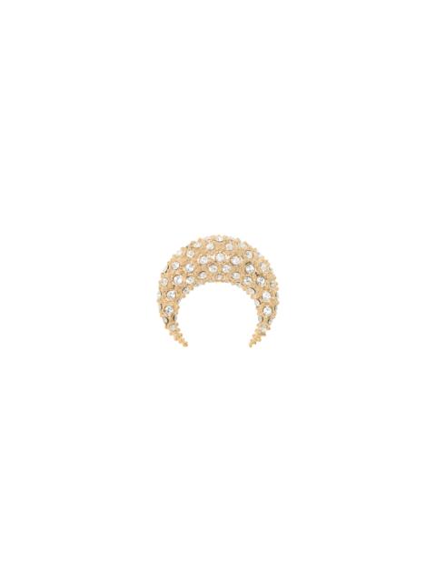 Rhinestone Gold Plated Moon Single Stud