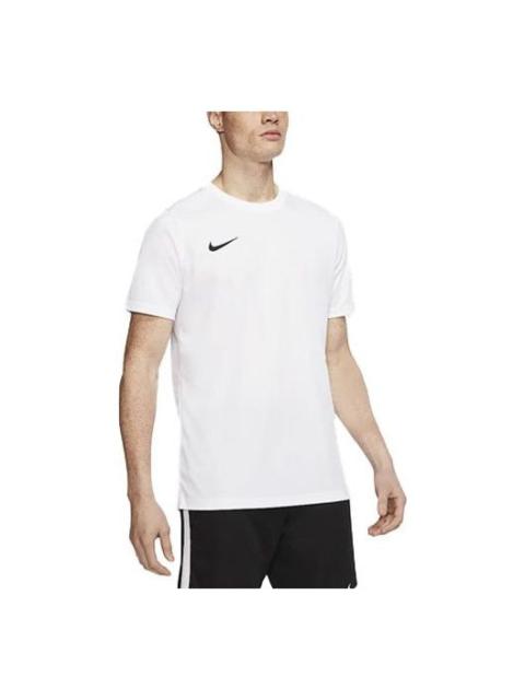 Men's Nike Dri-FIT Logo Printing Round Neck Pullover Short Sleeve Us Edition White T-Shirt BV6708-10