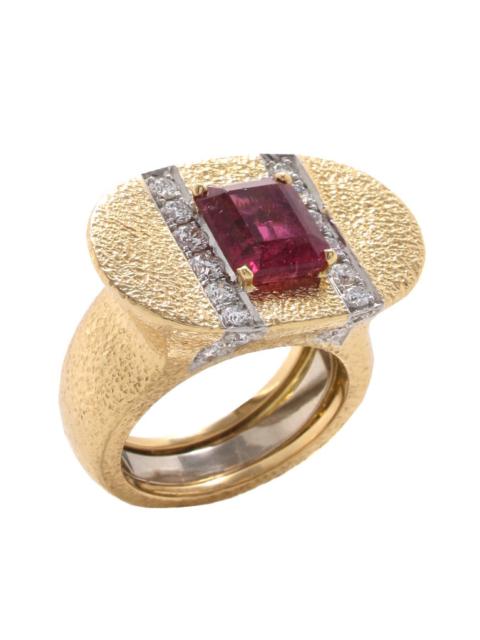 Pink Tourmaline Diamond Color Road Ring