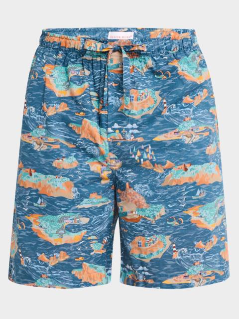 Men's Ledbury Seascape Cotton Lounge Shorts