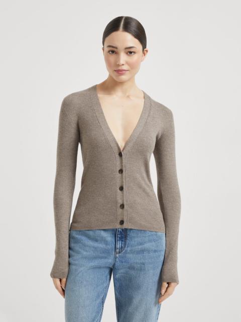 Sparkling cashmere lightweight rib cardigan