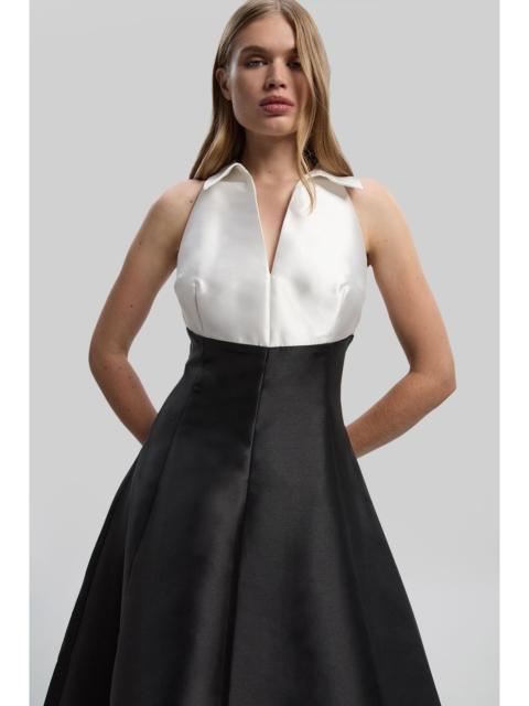 Twill Contrast Tux Tailored Dress