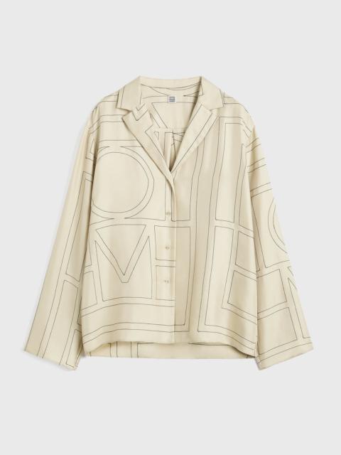 Monogram silk pj top ivory