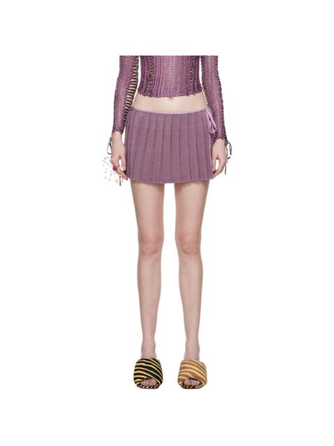 Purple Pleated Reversible Miniskirt