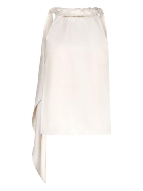twisted-collar sleeveless blouse