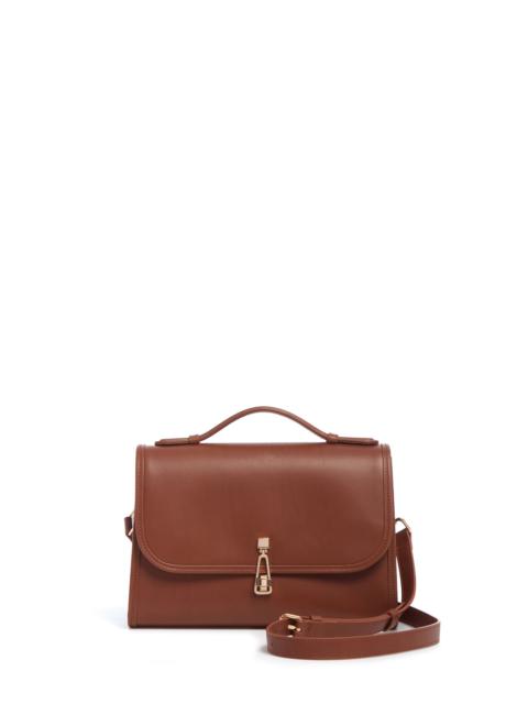 Medium Leonora Flap Bag in Cognac Leather
