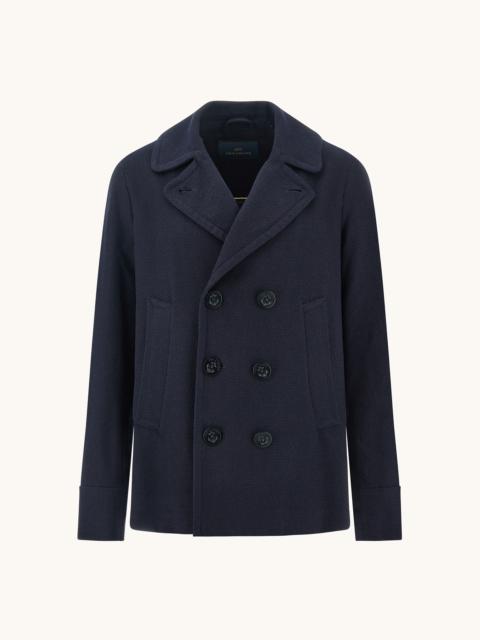THE PEACOAT IN TEXTURED WOOL AND COTTON