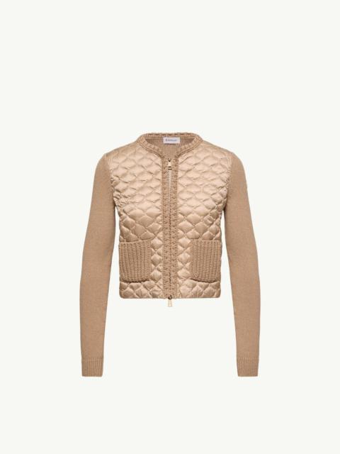 Geometric-Quilted Padded Zip-Up Cardigan