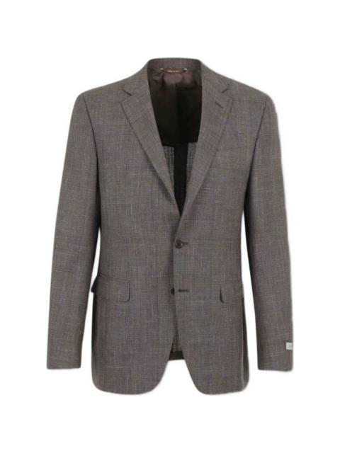 checked button suit