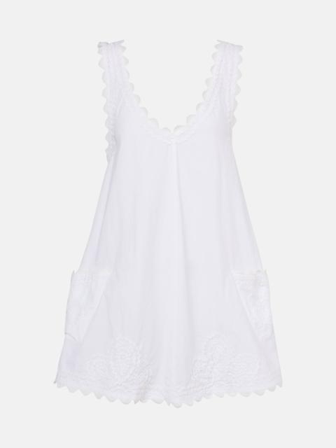 Embroidered cotton poplin minidress