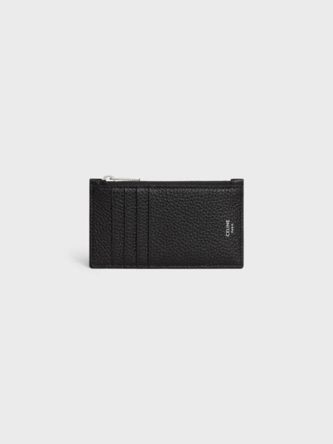 Zipped compact card holder IN GRAINED CALFSKIN