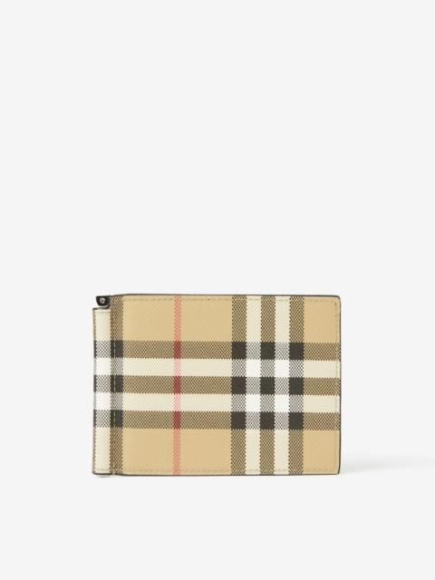 Vintage Check Money Clip Wallet